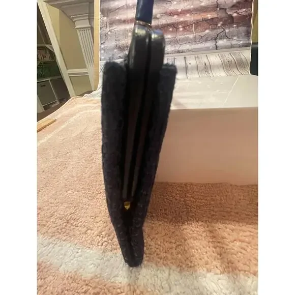 Vintage Old Hollywood Garay Convertible Clutch Purse Handbag Black Weave 1950s - Picture 11 of 13